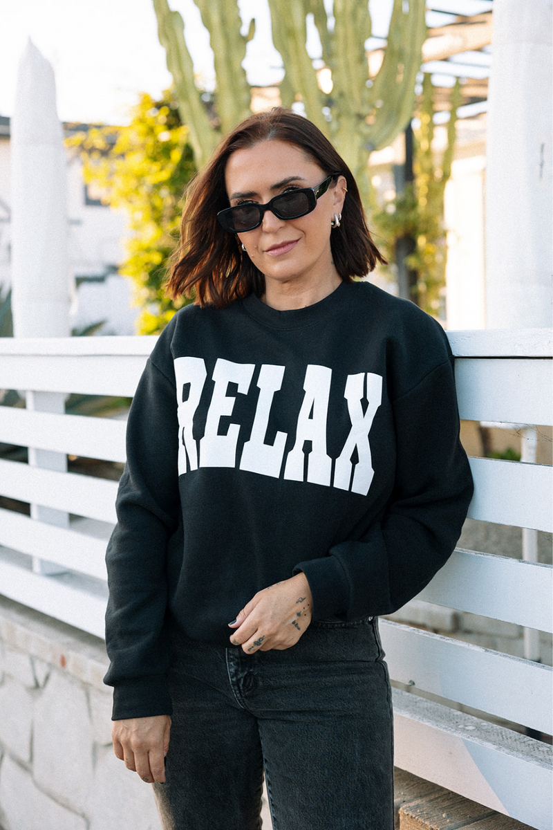 RELAX Collegiate Crew Neck Sweatshirt | Lucky Owl