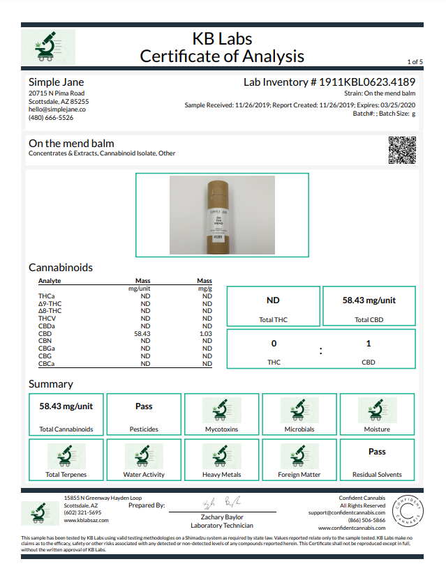 On The Mend CBD Balm Stick | Simple Jane