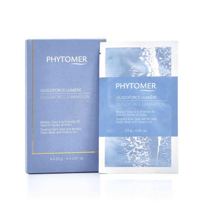 Oligoforce Lumination Targeted Dark Spot and Wrinkle Sheet Mask With Vitamin B3 - 4 Mask Set| Phytomer