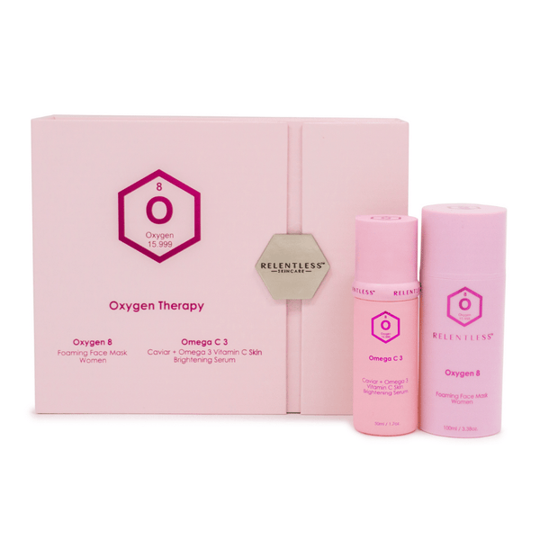 Women's Duo Skincare Set - Oxygen 8 Foaming Mask + Omega C Brightening Serum | Relentless Skincare