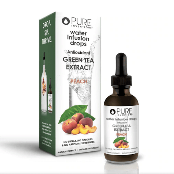 Antioxidant Green Tea Extract Water Infusion Drops - Peach | Pure Inventions