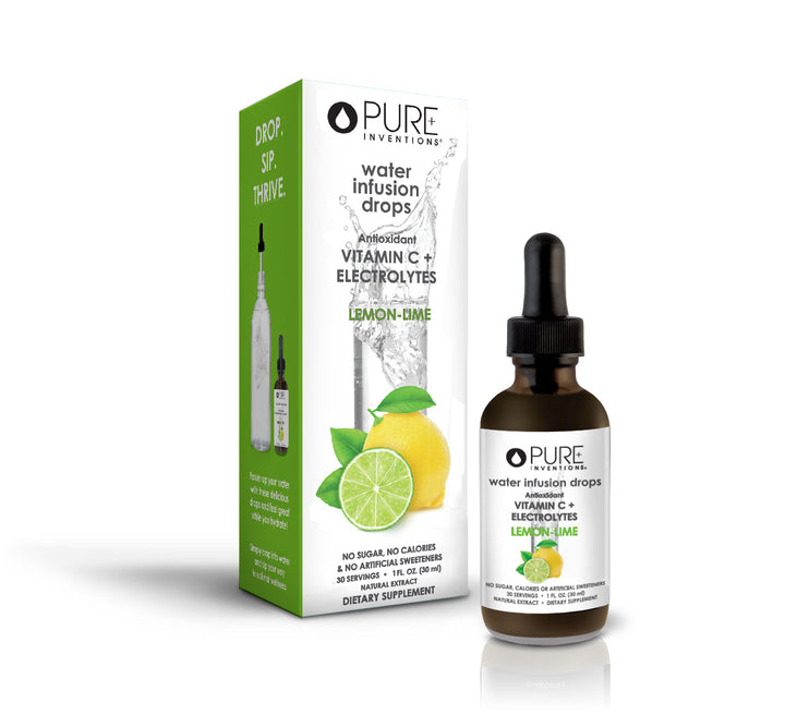 Vitamin C + Electrolytes Lemon-Lime Water Infusion Drops - 30 servings | Pure Inventions