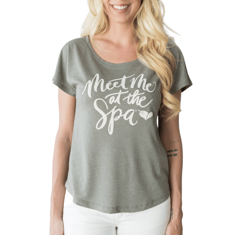 Meet Me at the Spa Calligraphy Women's T-Shirt | Lucky Owl